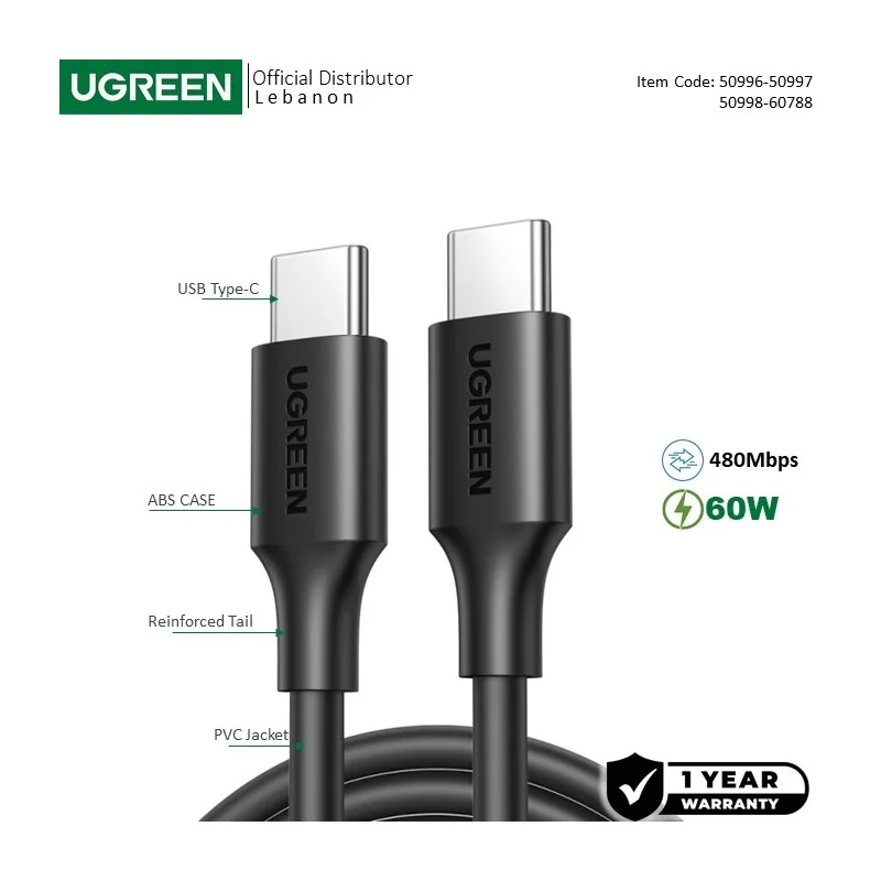 UGREEN 60W USB-C to USB-C Cable 50997