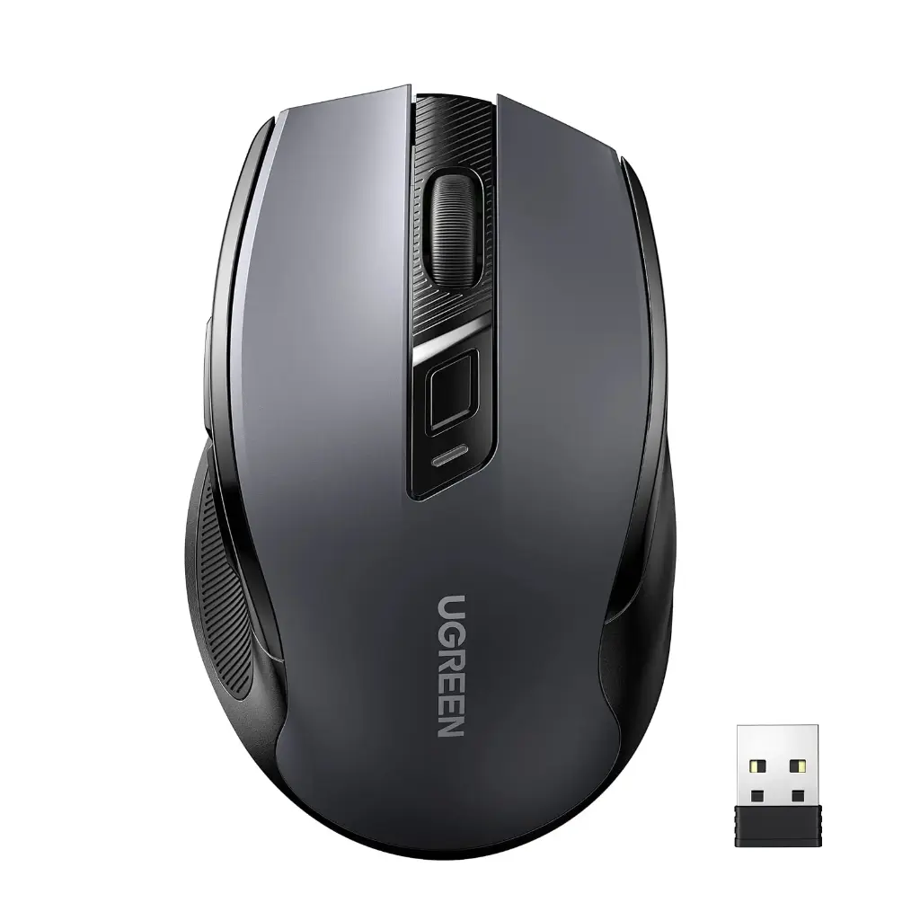 UGREEN Wireless Ergonomic Mouse 4000 DPI 6 Buttons, 2.4G USB Cordless Silent Mice with Nano Receiver black 90855
