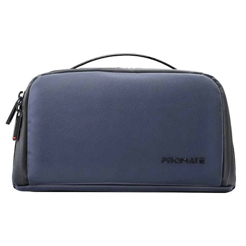 Promate velura Large Capacity Tech Accessory Pouch with Multiple Compartments Blue Bag