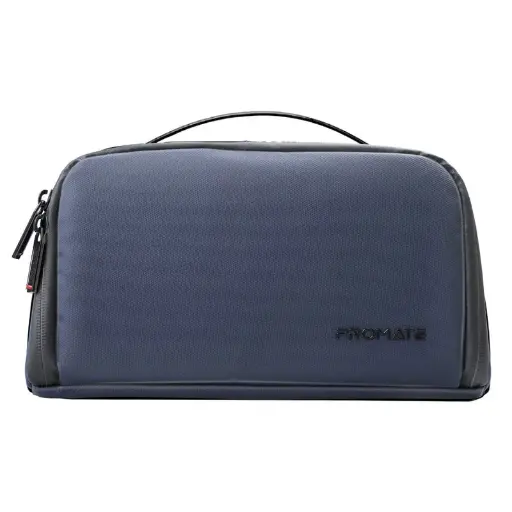 Promate velura Large Capacity Tech Accessory Pouch with Multiple Compartments Blue Bag